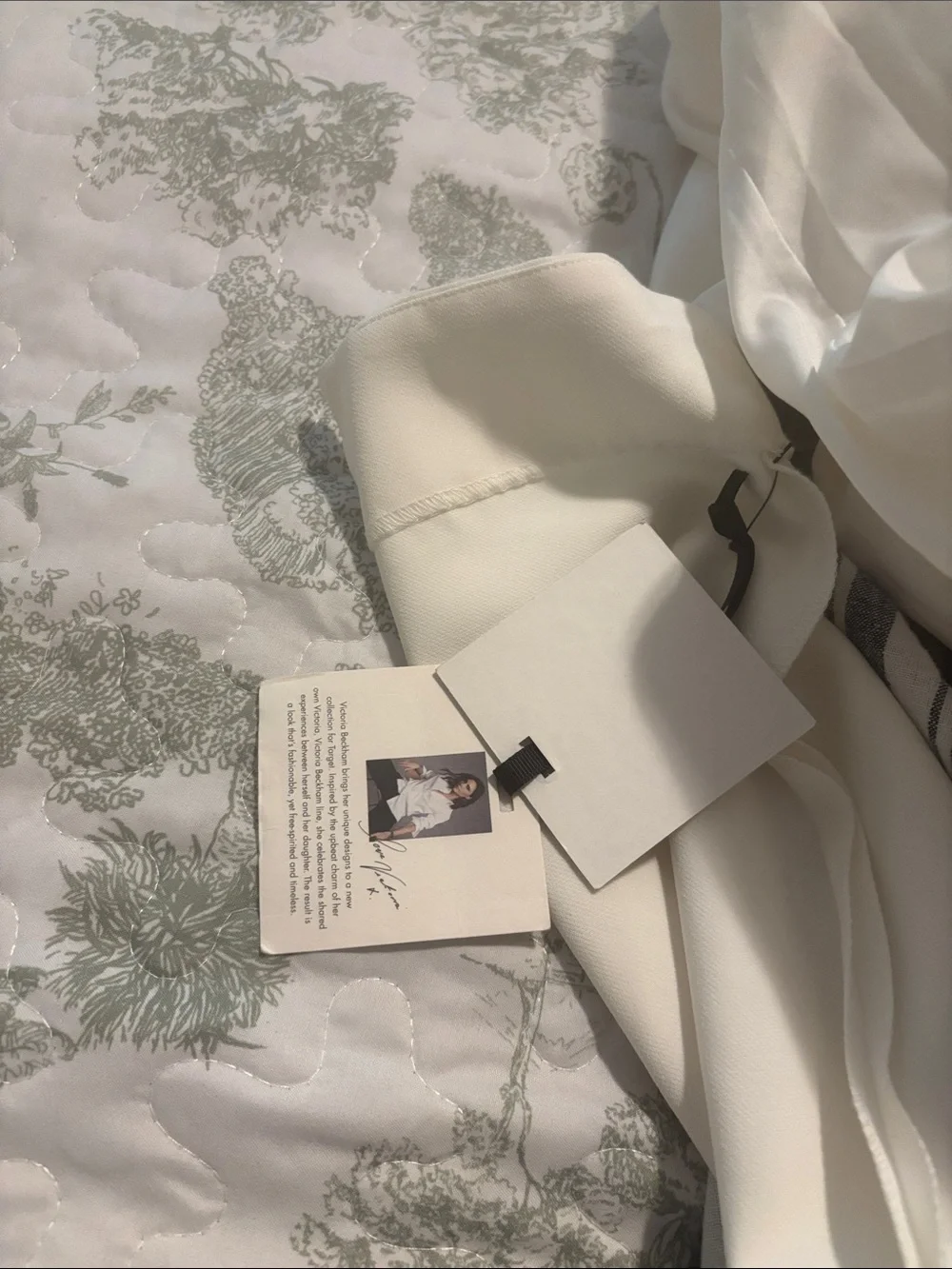 NWT Victoria Beckham Girls XL Cream Drop-Waist Dress Three-Quarter Sleeves